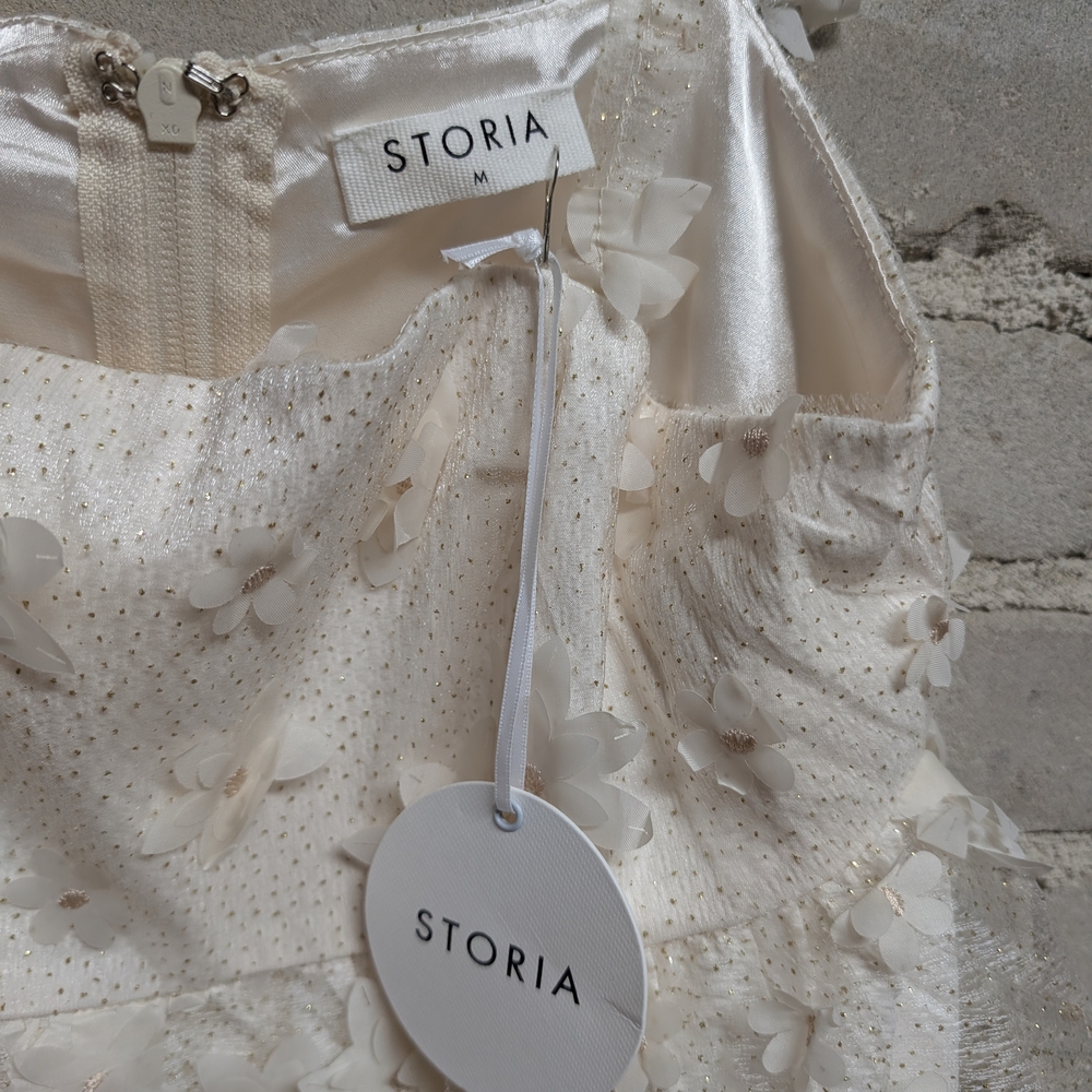 Elegant Cream Floral Kids Dress - Picture 4 of 5